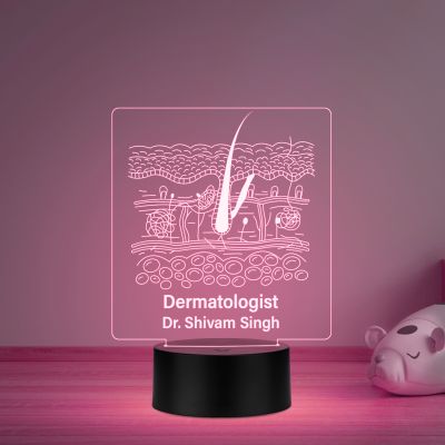 3D Illusion Dermatologist Night Lamp Personalized with Any Name 16 Color Changing Light & Remote Control